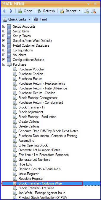 Stock Transfer- Godown Wise